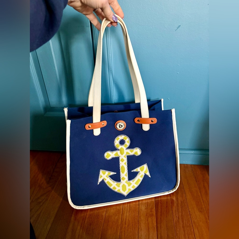 Spartina 449 Anchor Blue and Cream Tote - Picture 2 of 12